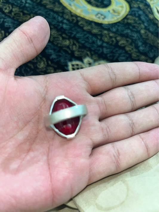 💎 Ruby Stone Silver Ring – Elegant & Stylish
