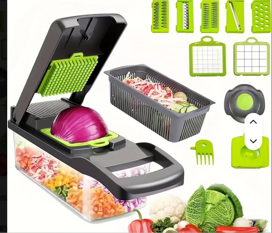 Factory Wholesale Plastic Kitchen Accessories 14-Piece Food Cutter Veggie Onion Chopper Mandoline Slicer Multifunctional